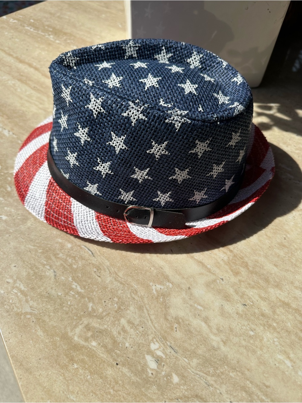 Patriotic American Flag Fedora Hat Red White Blue Straw Look 4th of July - Picture 6 of 6